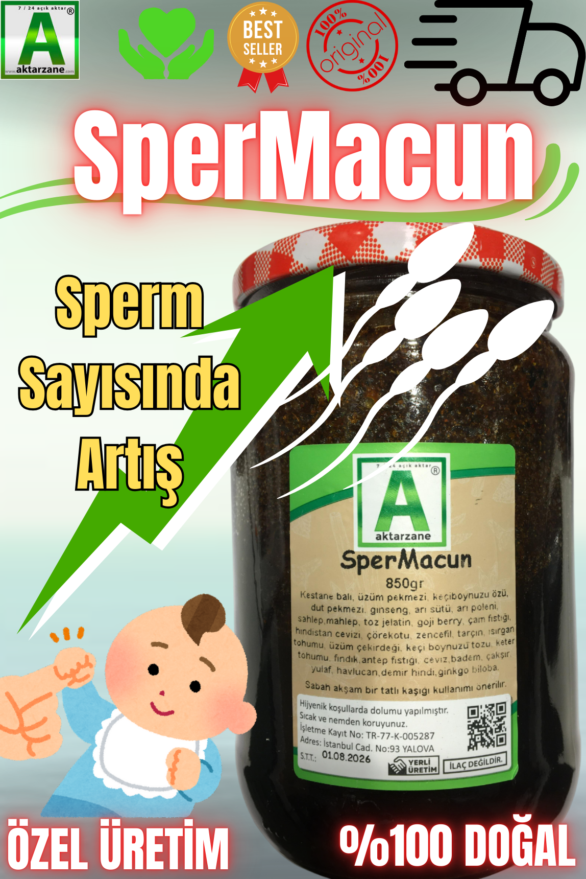 Spermacun Sperm Sayı ve Hareketlilik Artırıcı Macun Özel El Yapımı