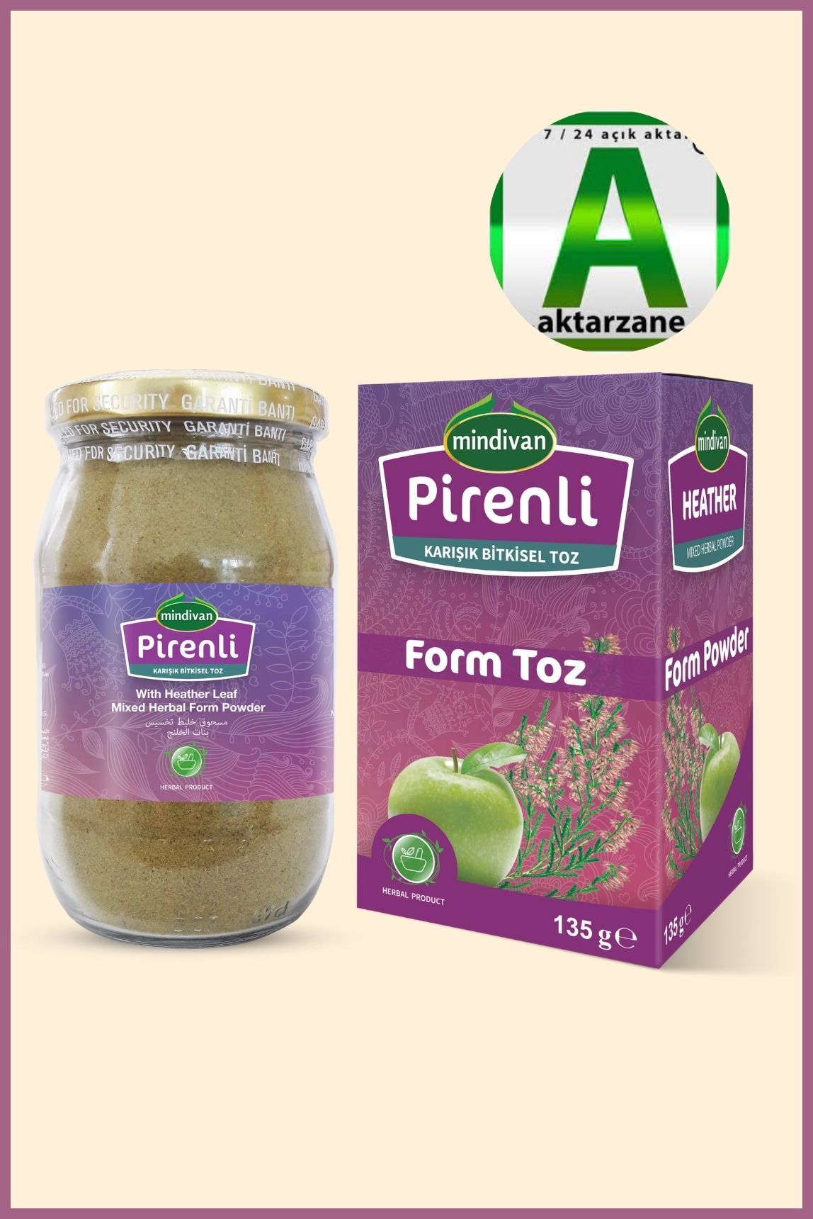 Mindivan Pirenli Karışık Bitkisel Toz Elma Aromalı 150gr