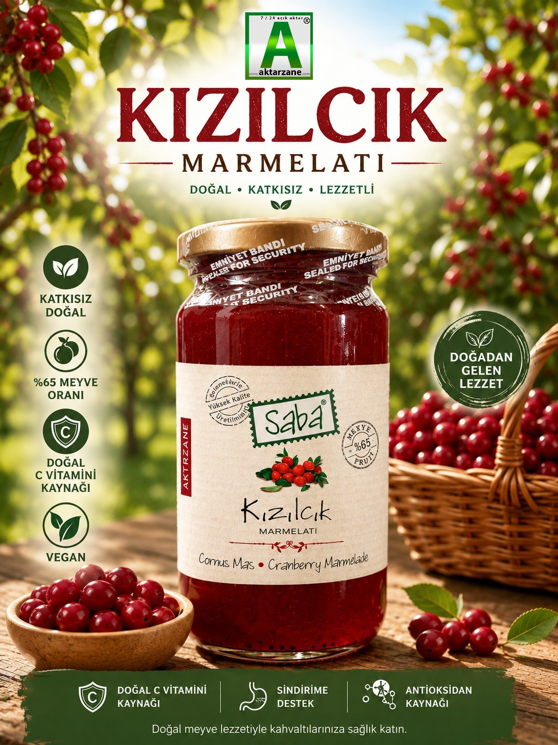 SABA Kızılcık Marmelatı 290 gr