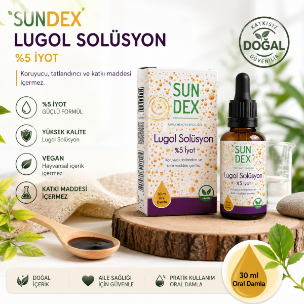 SUNDEX Lugol Solüsyon %5 İyot 30 ml Oral Damla