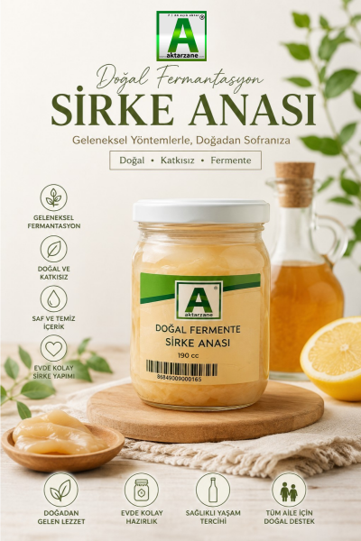 Aktarzane Doğal Fermente Sirke Anası 190 CC Ev Yapımı Doğal Sirke Mayası