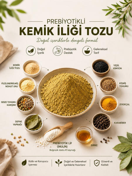 AKTARZANE Prebiyotikli Kemik İliği Tozu ( İnulinli Bitkisel ve Baharat Karışımı )