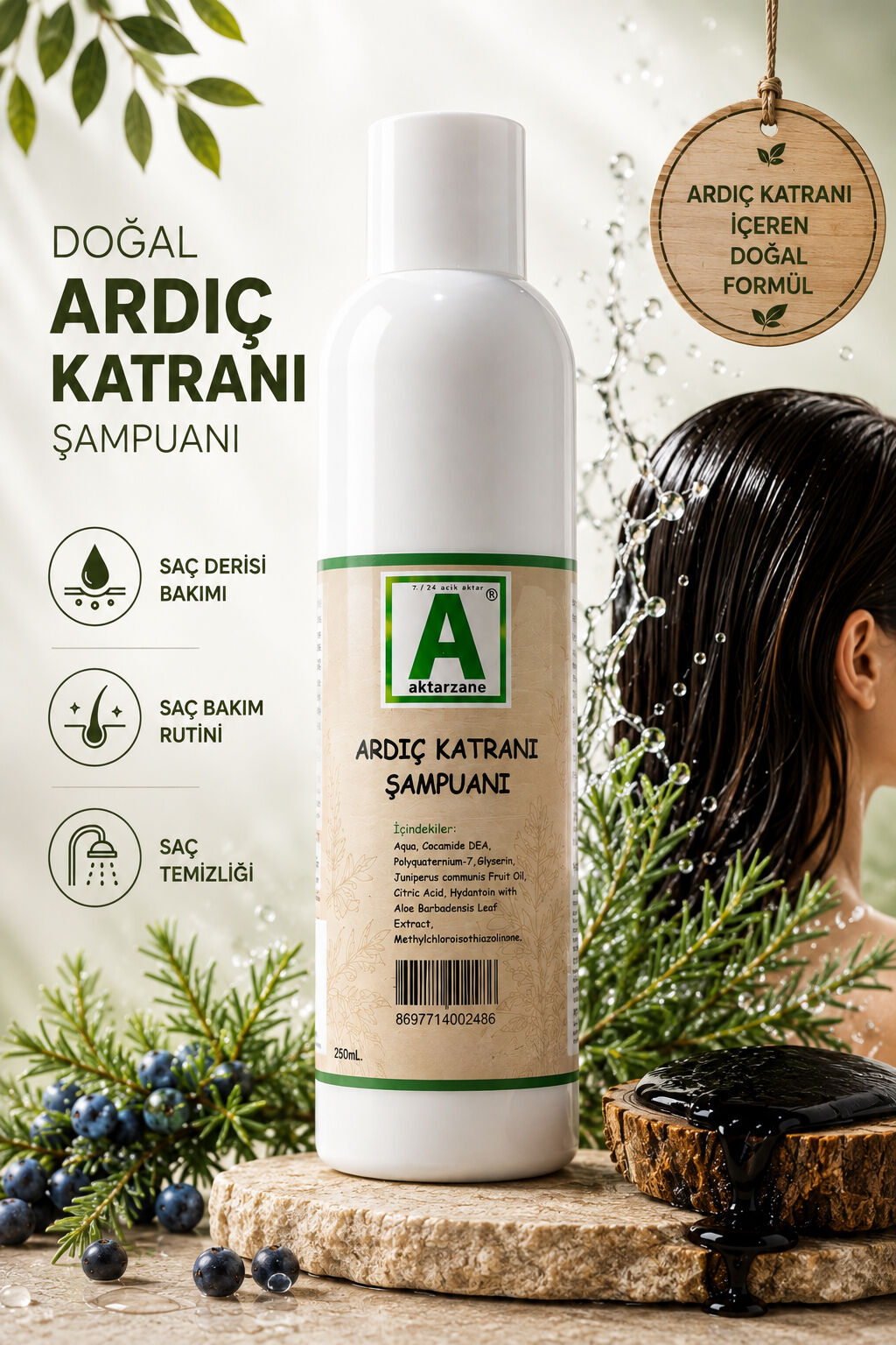 Aktarzane Ardıç Katranı Şampuanı 250ml