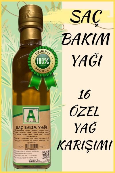 Aktarzane Doğal Saç Bakım Yağı 16 Karışım 250ml