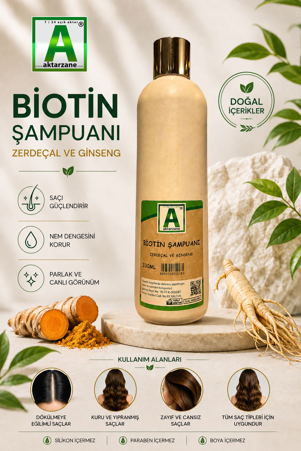 Aktarzane Biotin Şampuanı 330ml